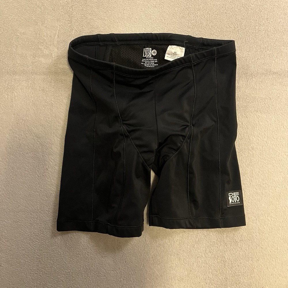 DeSoto Triathlon Shorts Mens Medium Black Compression Running Cycling Swimming